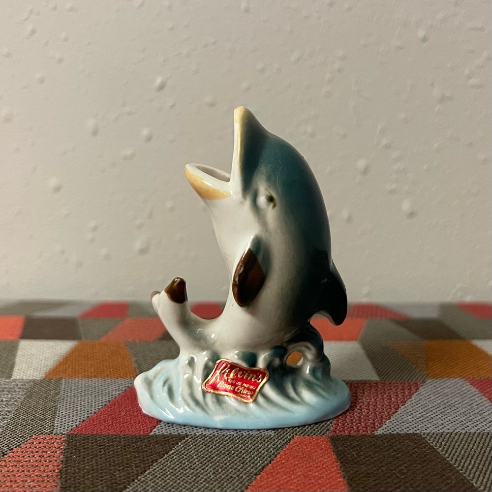 Vintage Sea World Toothpick Holder - Mini Figure Dolphin - Kelvin's Bone China - Picture 4 of 8